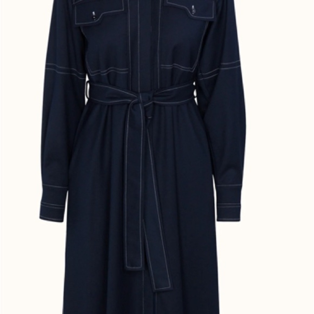 Blue Long Sleeve Buttoned Shirt Dress - Picture 4 of 4